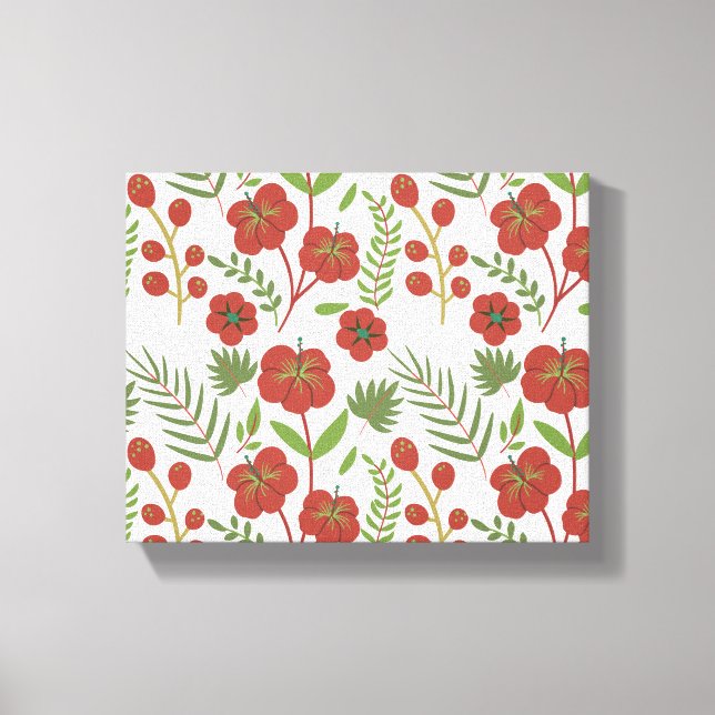 Toile Motif floral rouge sans couture sur arrière - plan (Recto)