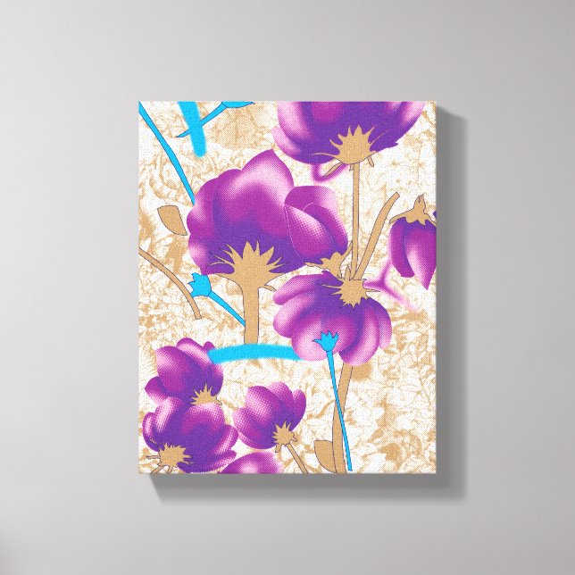 Toile Motif floral vif avec violet et bleu f (Recto)