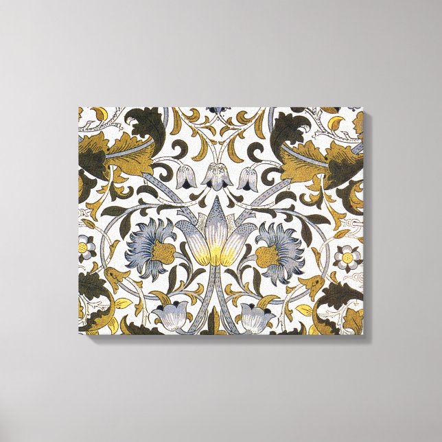 Toile Motif floral William Morris Lodden : bleu or  (Recto)