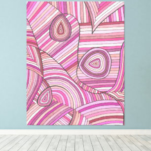 Toile Motif géométrique abstrait rose avec des lignes co