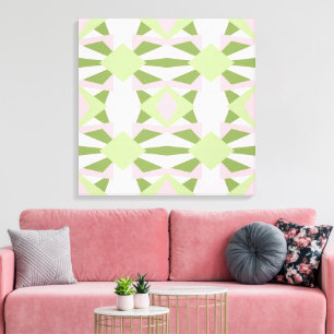 Toile Motif géométrique abstrait vert et rose pastel