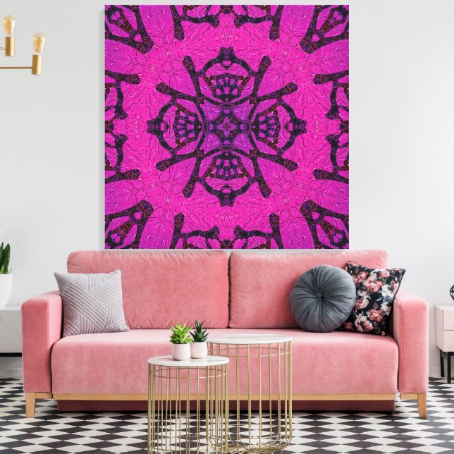 Toile Motif géométrique rose et violet intense (Insitu(Salon))