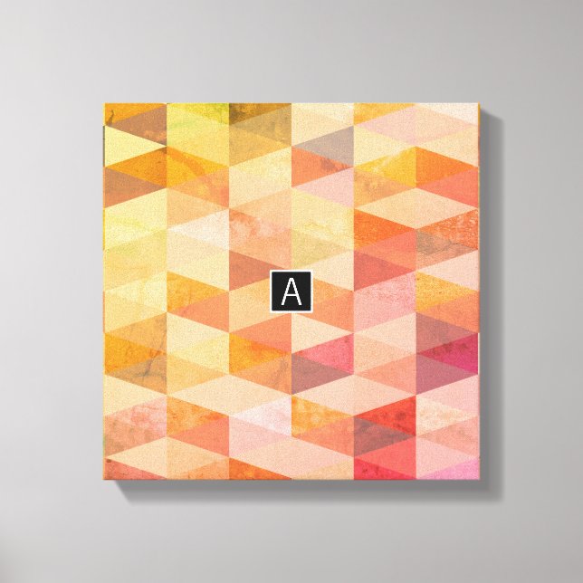 Toile Motif géométrique Triangle doux | Monogrammé (Recto)