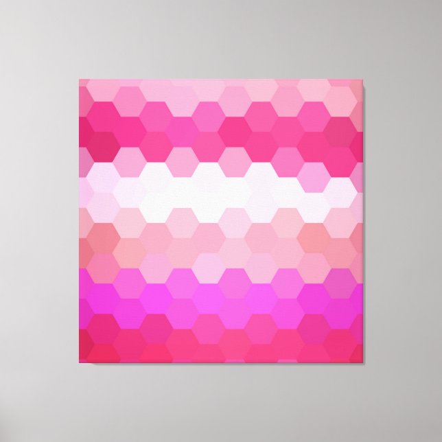 Toile Motif Hexagonal Rétro rose sans fil (Recto)