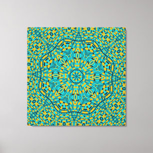 Toile Motif Kaleidoscope moderne Géométrique Bleu Orange