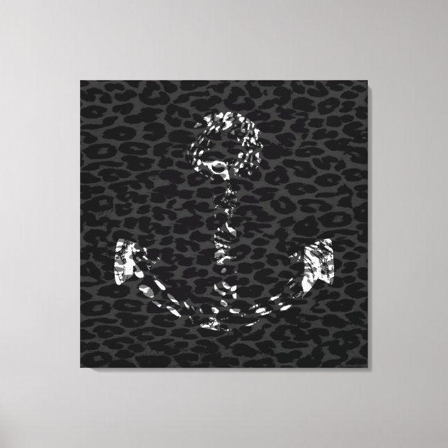 Toile Motif Léopard Ancre noir et blanc (Recto)