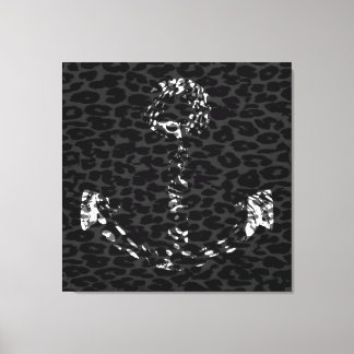 Toile Motif Léopard Ancre noir et blanc