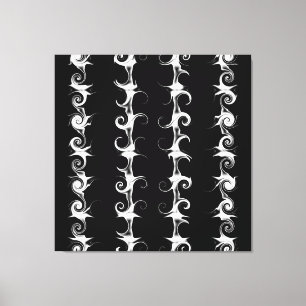 Toile Motif linéaire gothique noir et blanc en volute