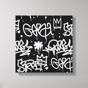 Toile Motif noir et blanc de graffiti
