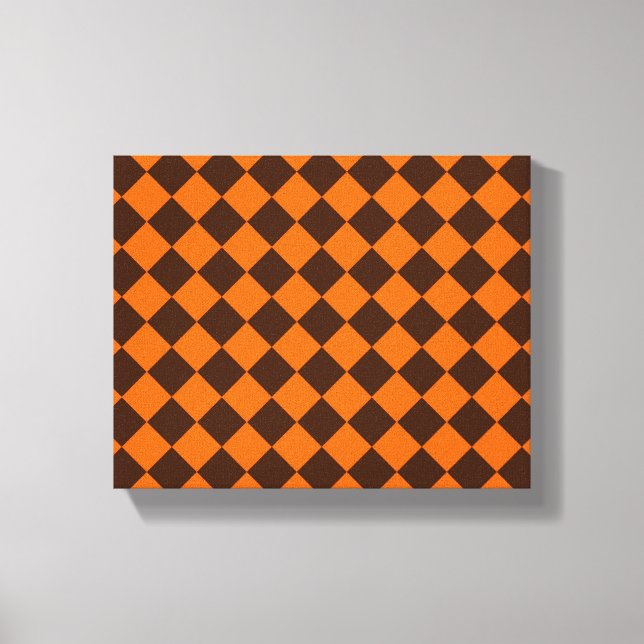 Toile Motif Orange Brown Diamond Checker (Recto)
