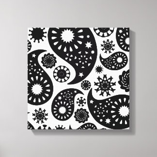 Toile Motif Paisley noir et blanc.