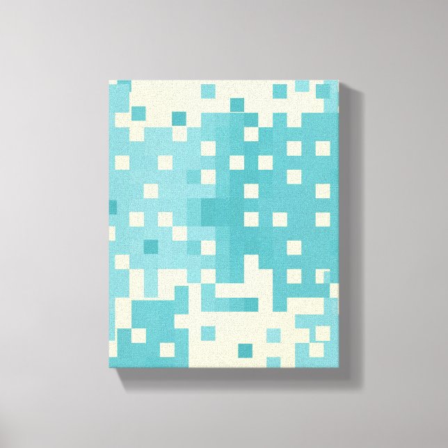 Toile Motif Pixel bleu et cyan (Recto)