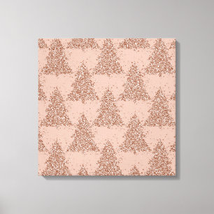 Toile Motif Posh Tree Glam Rose Gold Blush Noël