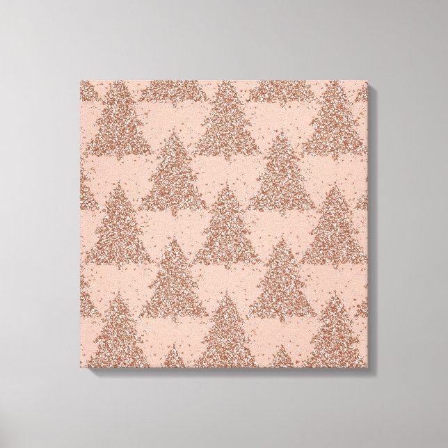 Toile Motif Posh Tree | Glam Rose Gold Blush Noël (Recto)