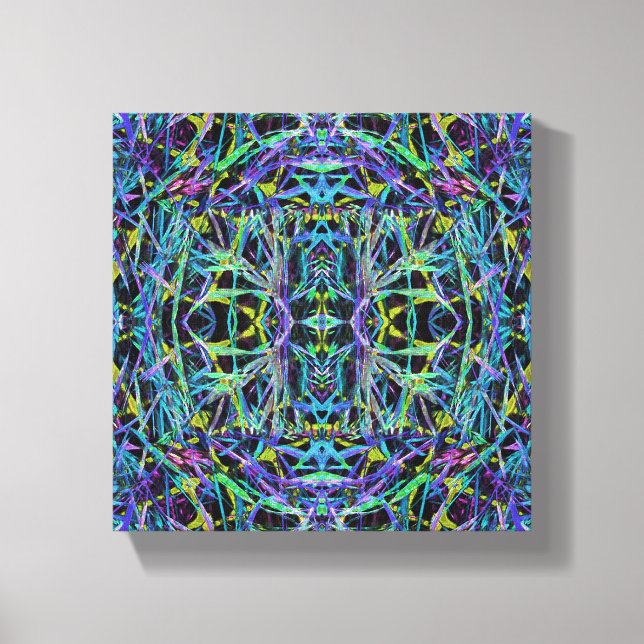 Toile Motif psychédélique en vert, violet et noir (Recto)