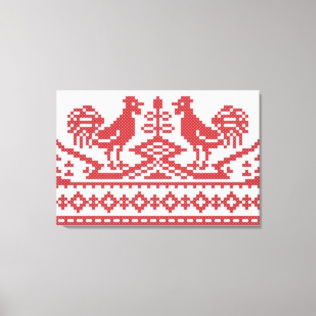 Toile Motif russe de la croix des Roosters rouges (Recto)