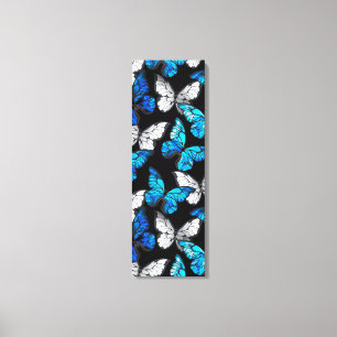 Toile Motif sans couleur foncée avec papillons bleus Mor
