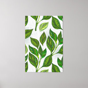Toile Motif sans couture avec Feuilles de thé vert