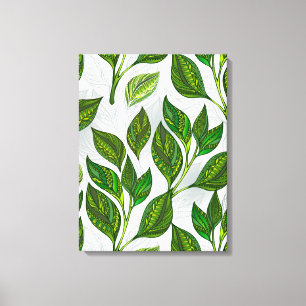 Toile Motif sans couture avec Feuilles de thé vert