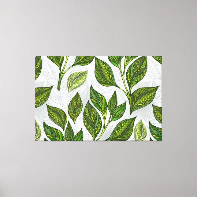 Toile Motif sans couture avec Feuilles de thé vert (Recto)