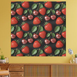Toile Motif sans couture avec fraises et cerises