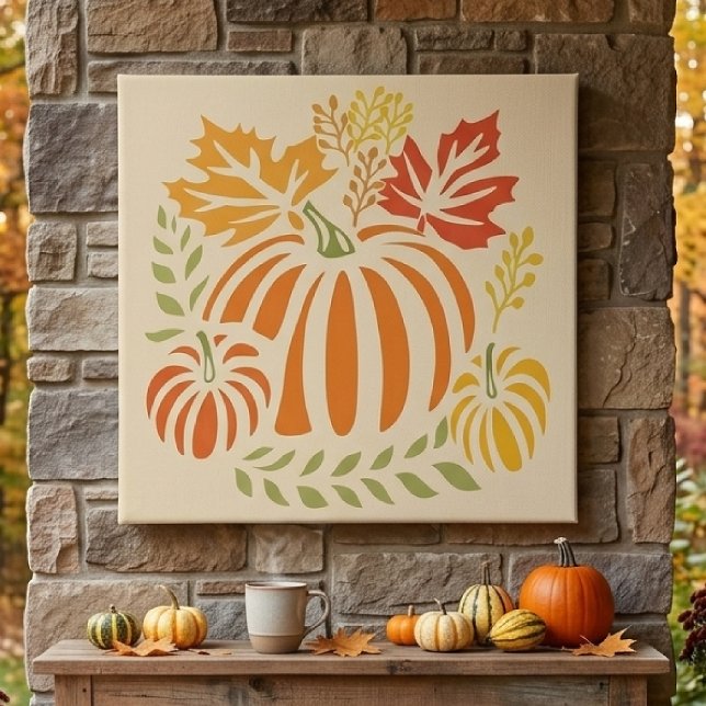 Toile Motif sans couture de citrouille d'automne et de f (Créateur téléchargé)