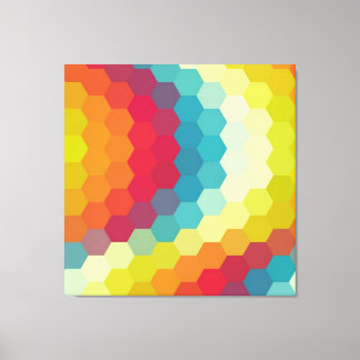 Toile Motif sans fil Rainbow Retro Hexagonal