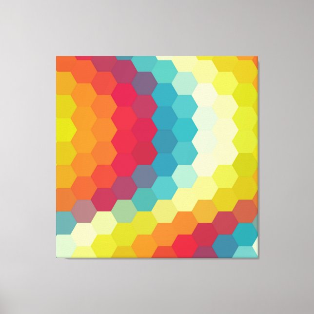 Toile Motif sans fil Rainbow Retro Hexagonal (Recto)