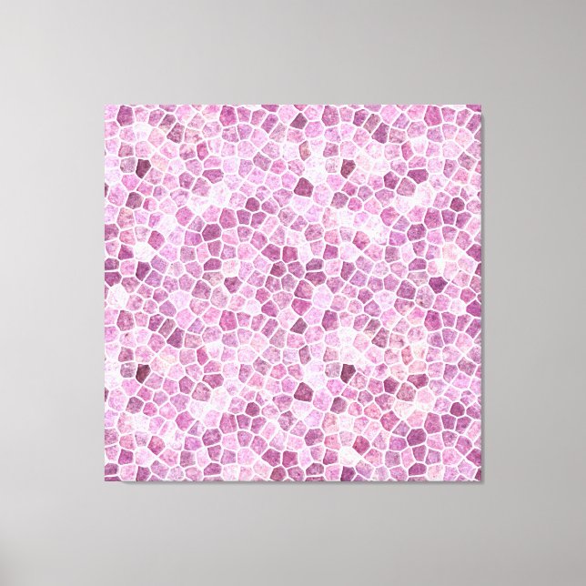 Toile Motif Terrazzo Patchwork Pavé Rose Pâle (Recto)