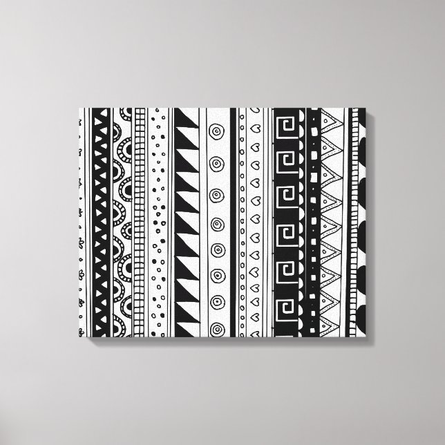 Toile Motif tribal noir et blanc (Recto)