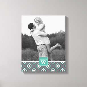 Toile Motif tribal Retro Ikat Photo avec Monogramme