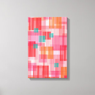 Toile Motif turquoise Carré rouge Abstrait