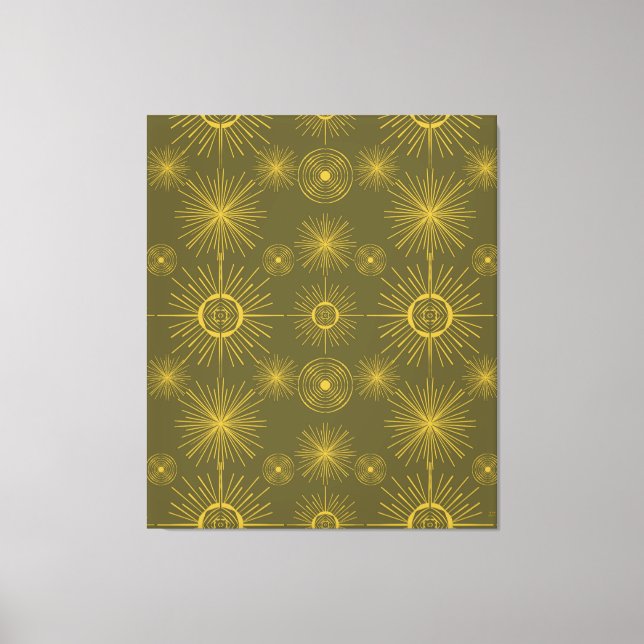Toile Motif vert Boho Celestial Sun Stars (Recto)