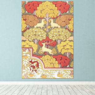 Toile Motif Vert Sauge Forêt Cerf Stag Vintage