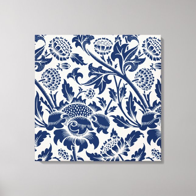 Toile Motif vintage à fleurs bleues (Recto)