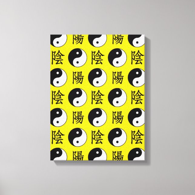 Toile Motif Yinyang chinois sur fond jaune (Recto)