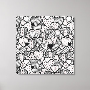 Toile Motifs de coeurs noirs et blancs mignons