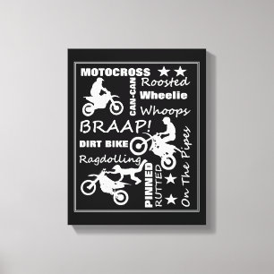 Toile Motocross Dirt Vélo Sports Terminologie Typograph
