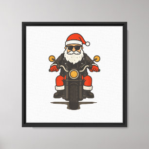 Toile Motocyclette de Noël vintage drôle de père Noël mo