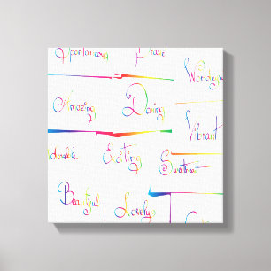 Toile Mots d'inspiration positifs colorés écrits à la ma