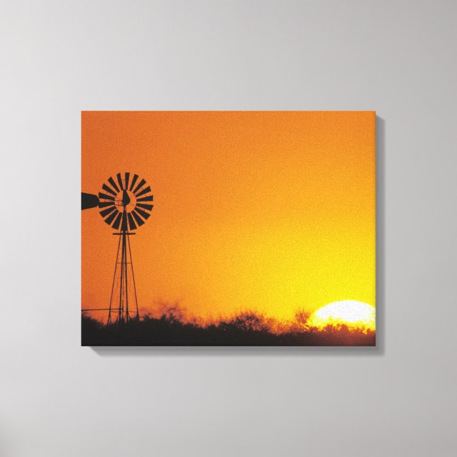 Toile Moulin à vent au coucher du soleil, Sinton, Texas, (Recto)
