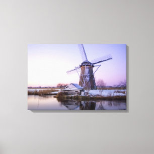 Toile Moulin à vent au lever du soleil, Hollande en toil