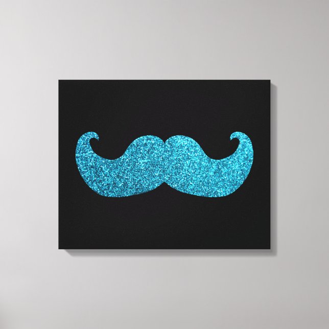 Toile Moustache Bling Bleu (Graphique Parties scintillan (Recto)
