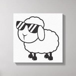 Toile Moutons blancs dans la bande dessinée de lunettes