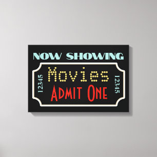 Toile Movie Theater Ticket Cinéma Art Sign