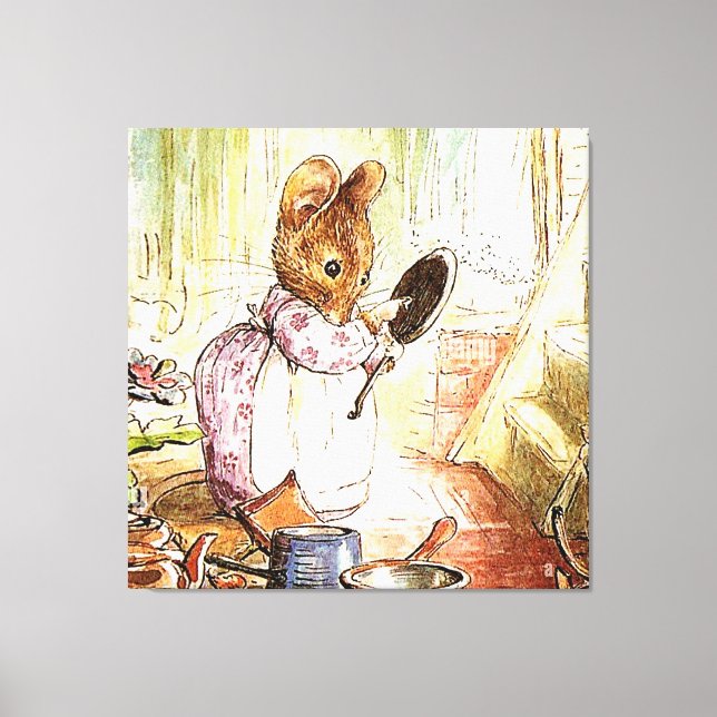 Toile "Mrs Mouse Cleans Pots and Pans" par Beatrix Potte (Recto)
