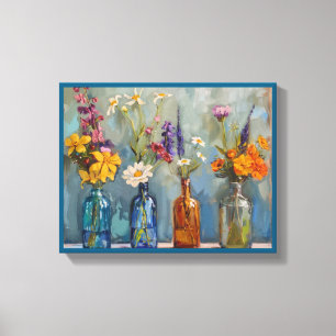Toile Mulicolor Faux peint Fleurs en jarres