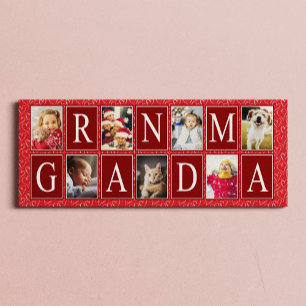 Toile Multiphoto Red Heart Motif Grandma Photo