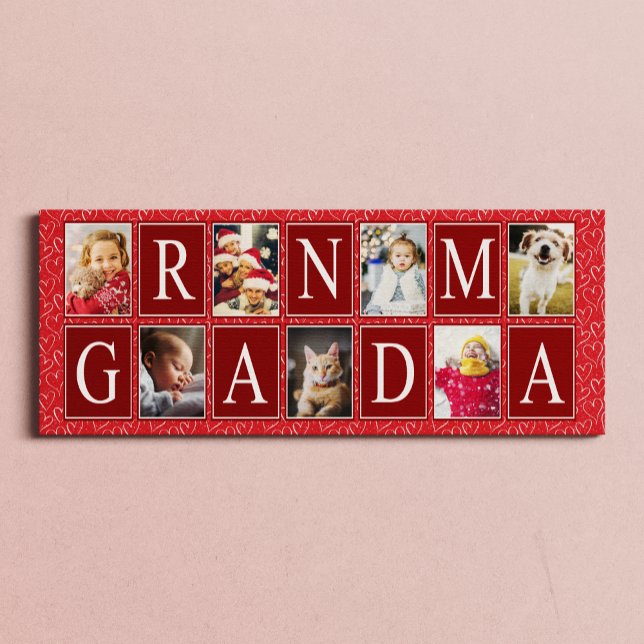 Toile Multiphoto Red Heart Motif Grandma Photo (Créateur téléchargé)