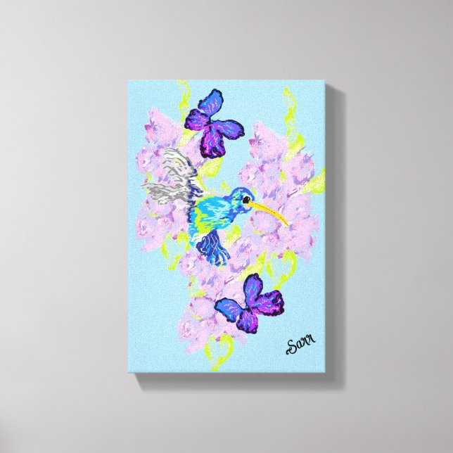 Toile Mur d'art ; Jour avec un Oiseau Humming (Recto)